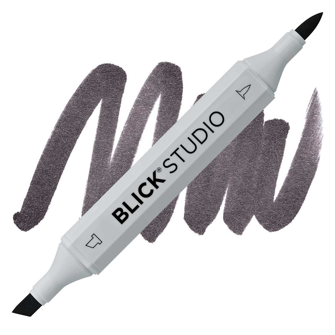 Open in modal - Blick Studio Brush Marker - Warm Gray 90% marker and swatch