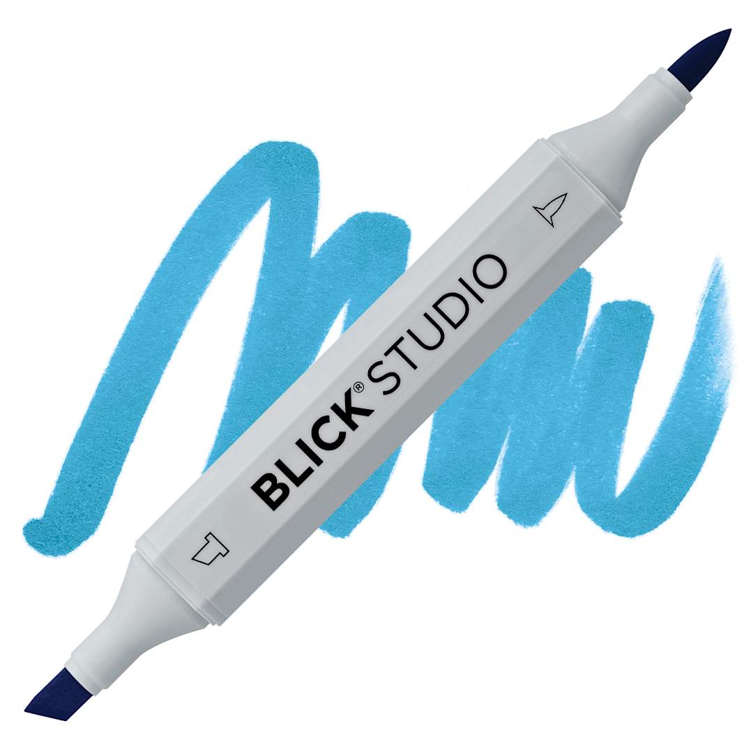 Open in modal - Blick Studio Brush Marker - True Blue marker and swatch