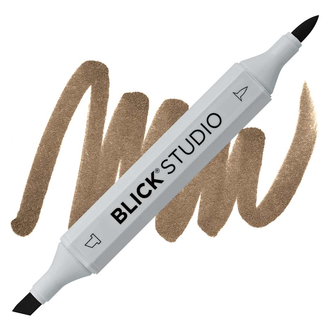 Open in modal - Blick Studio Brush Marker - Dark Brown marker and swatch