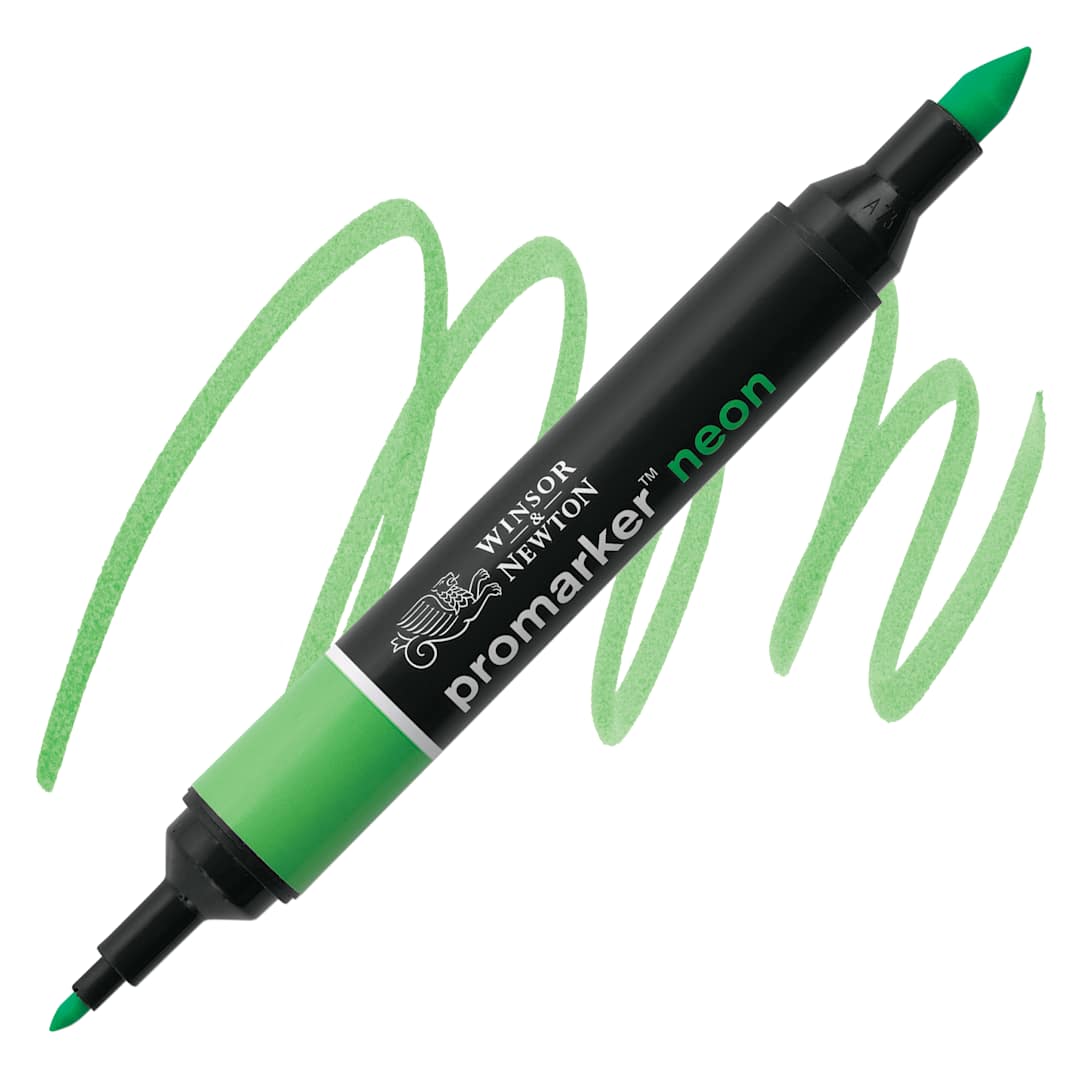 Open in modal - Winsor & Newton ProMarker - Neon Glowing Green marker and swatch marker and swatch