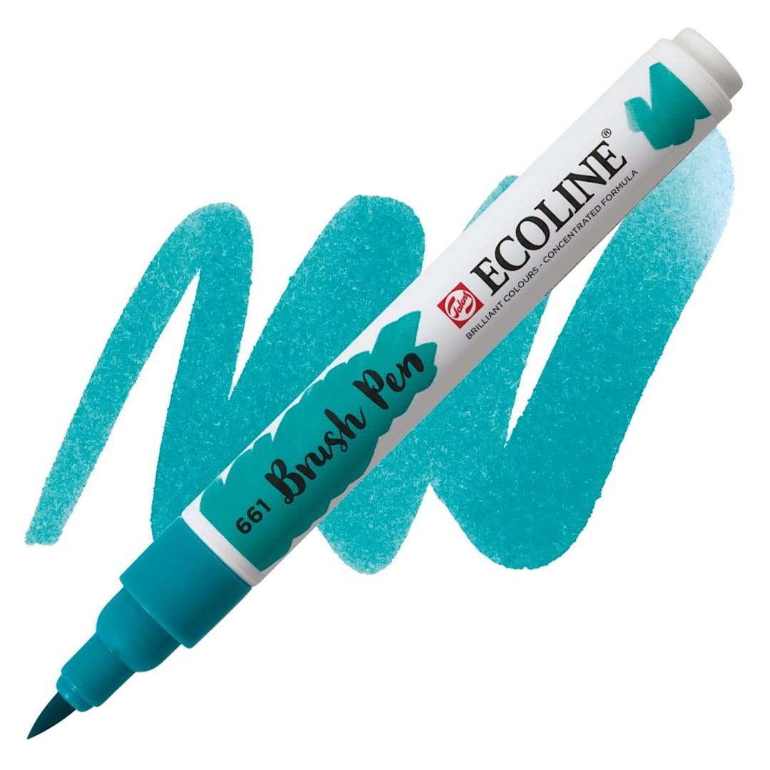 Open in modal - Royal Talens Ecoline Brush Marker - Turquoise Green marker and swatch