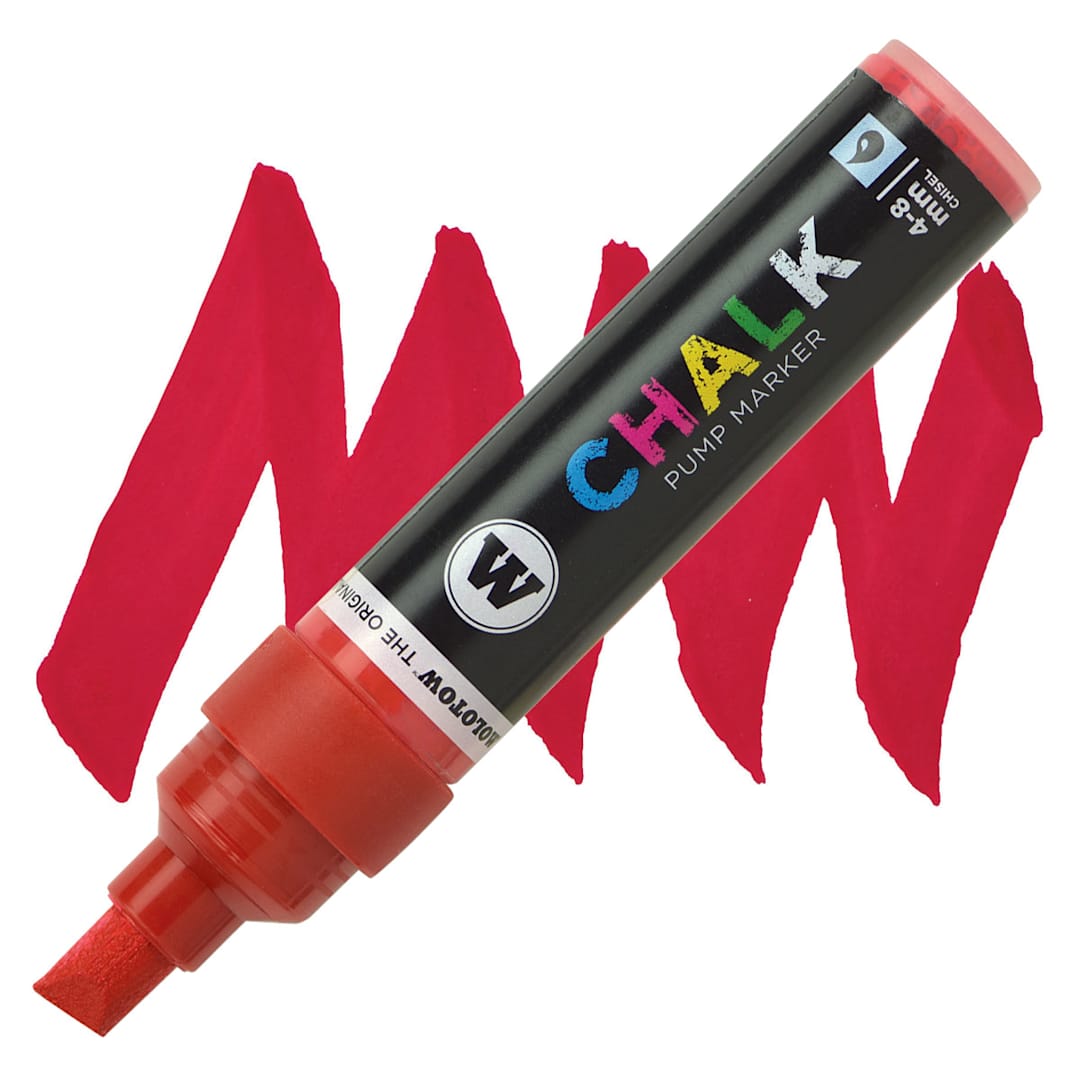 Open in modal - Molotow Chalk Marker - Red, 4-8 mm marker and swatch