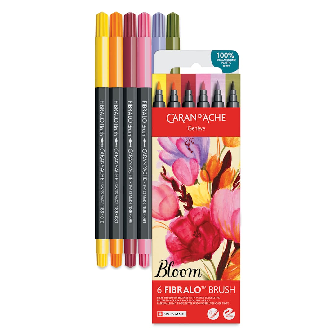 Open in modal - Caran d'Ache Fibralo Water-Soluble Brush Markers - Set of 6, Bloom