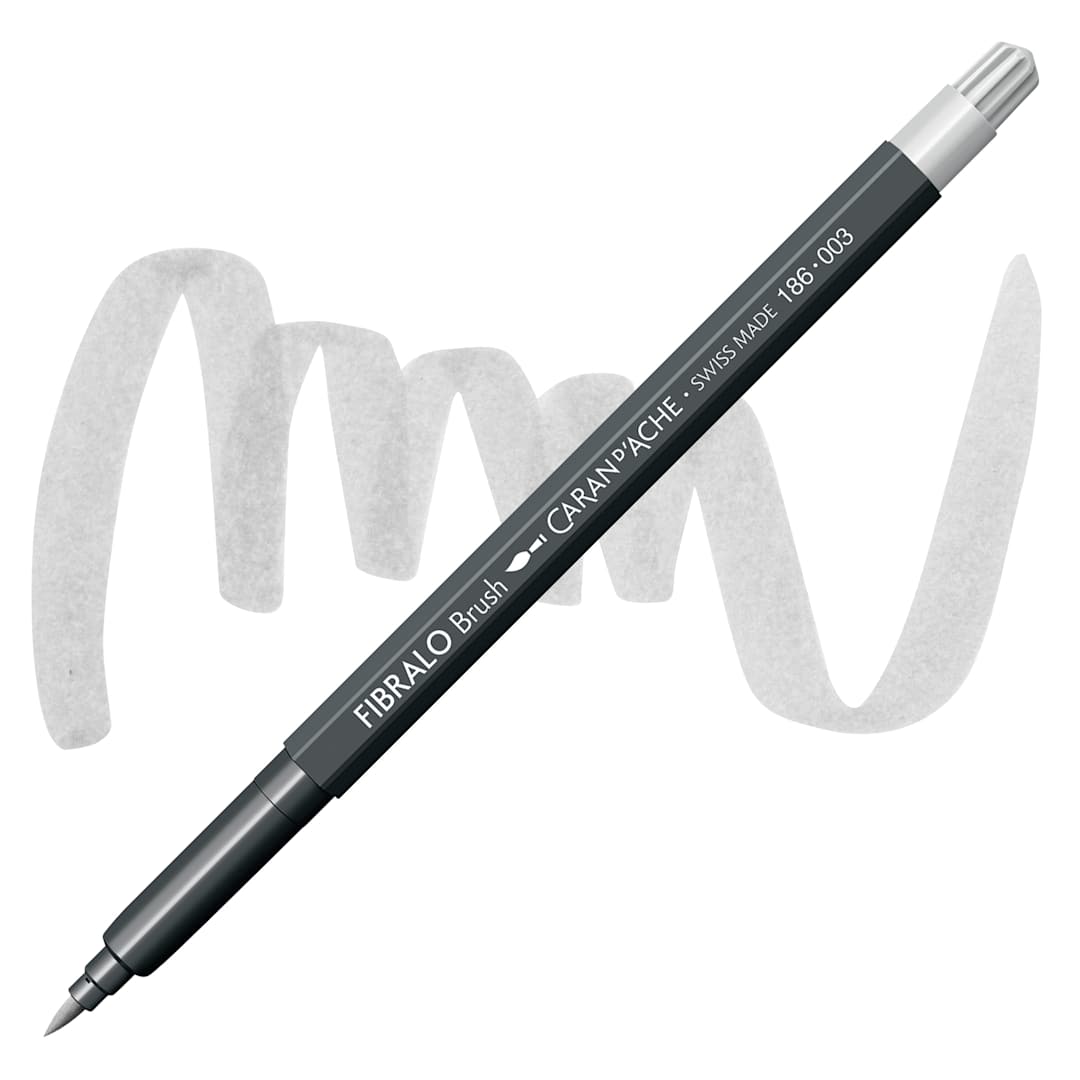 Open in modal - Caran d'Ache Fibralo Brush Marker - Light Grey marker and swatch