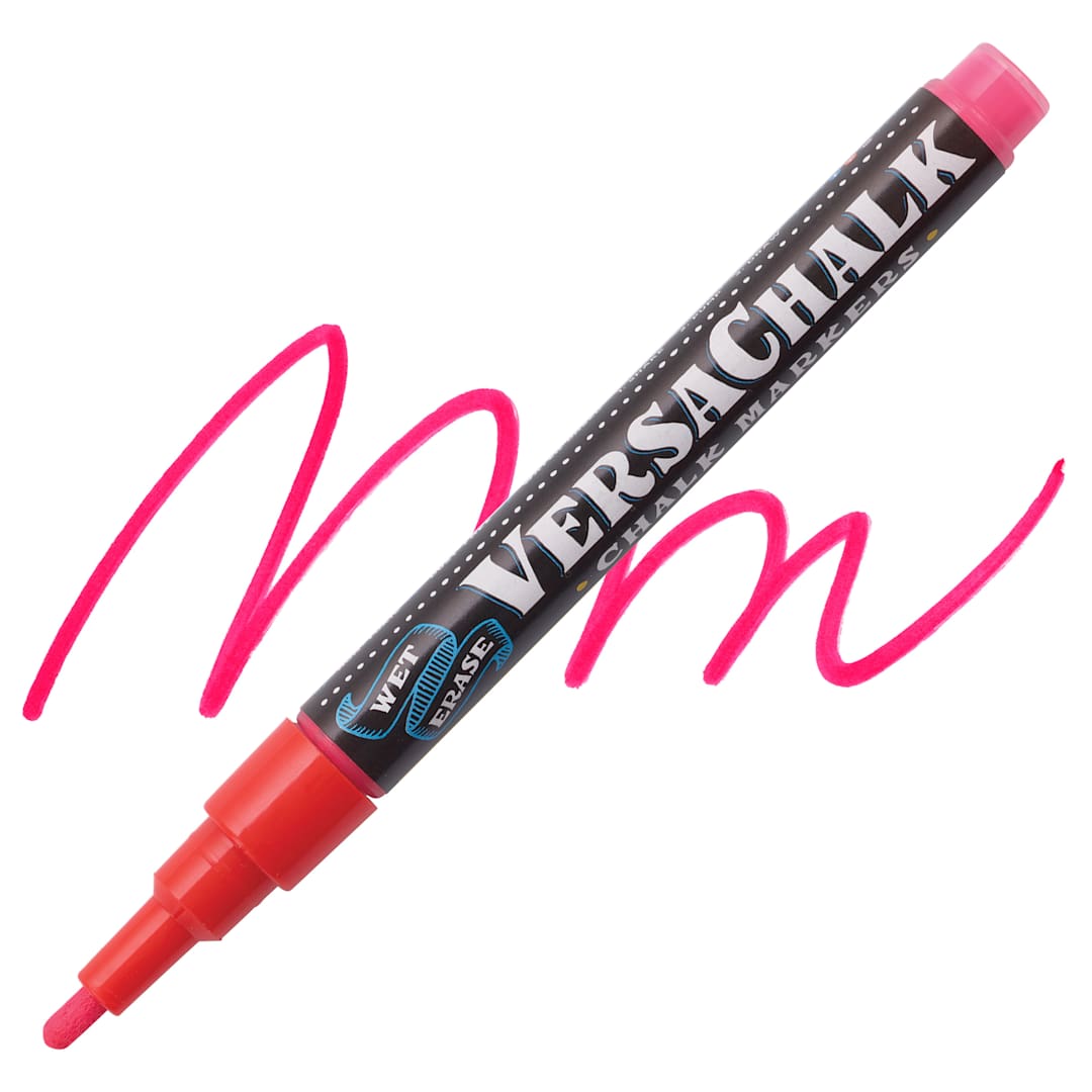 Open in modal - VersaChalk Wet Erase Liquid Chalk Marker - Neon Red, 3 mm, swatch and marker