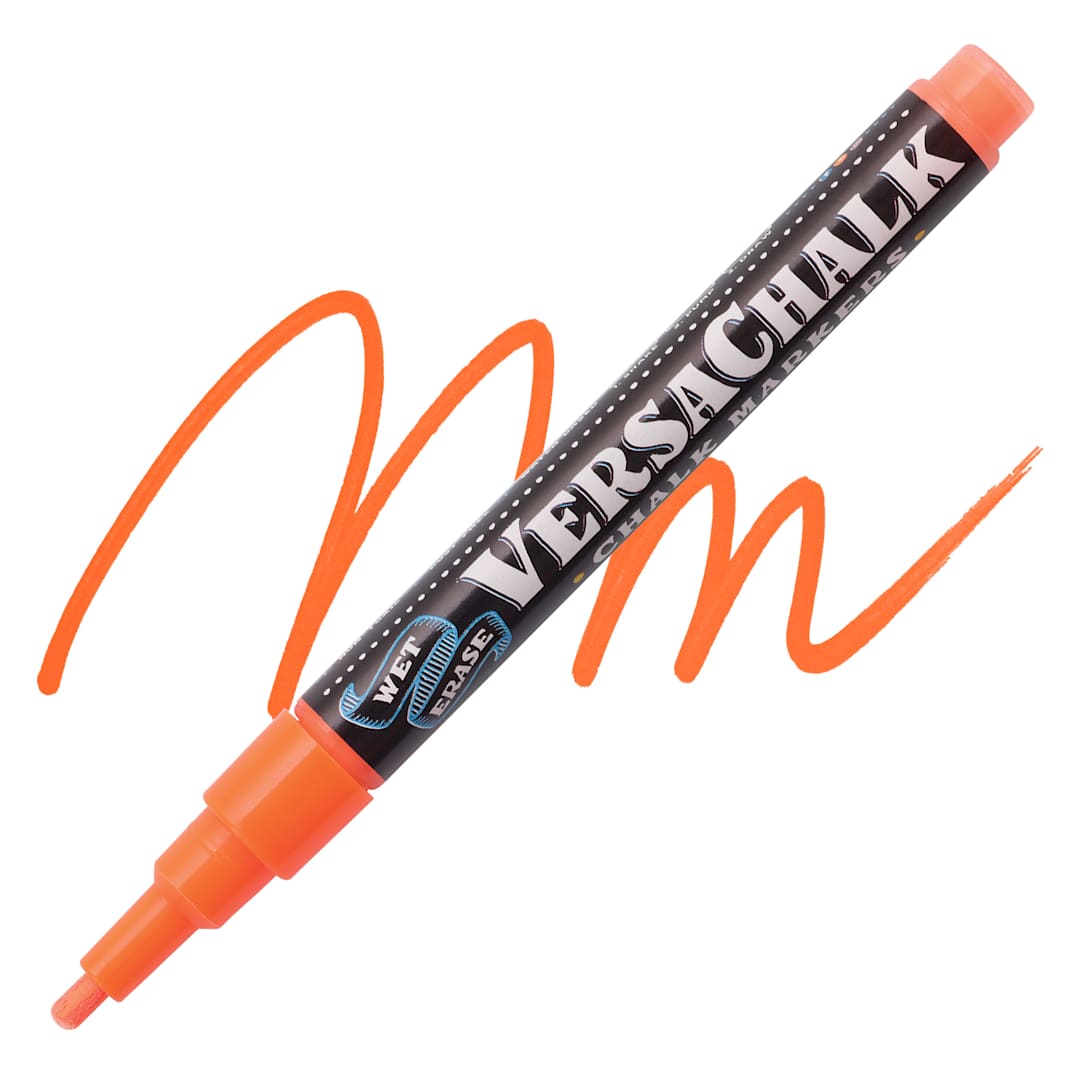 Open in modal - VersaChalk Wet Erase Liquid Chalk Marker - Neon Orange, 3 mm, swatch and marker