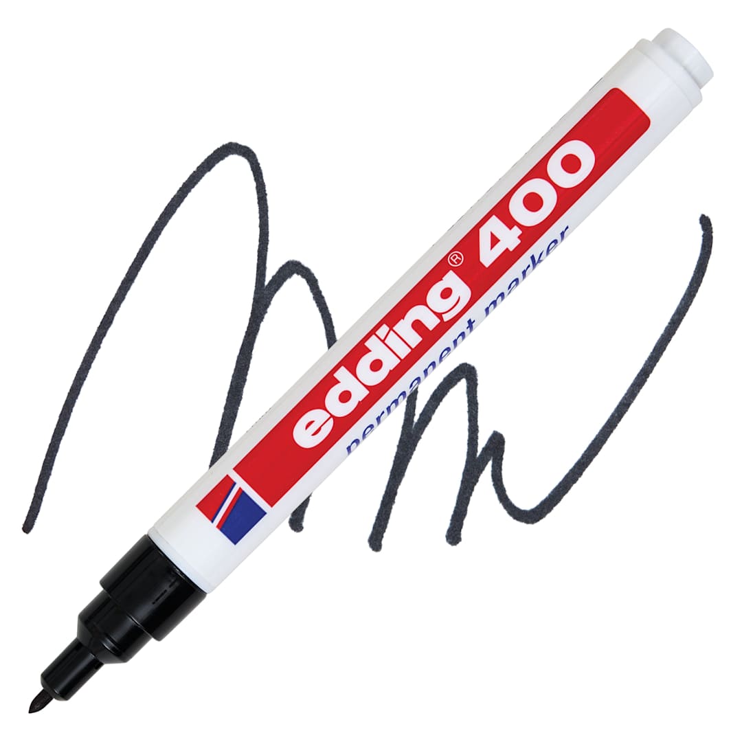 Open in modal - Edding Permanent Marker - Black, 400 Series, swatch and marker
