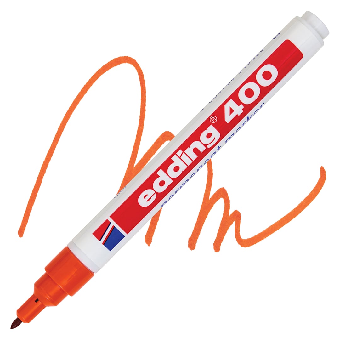 Open in modal - Edding Permanent Marker - Orange, 400 Series, swatch and marker