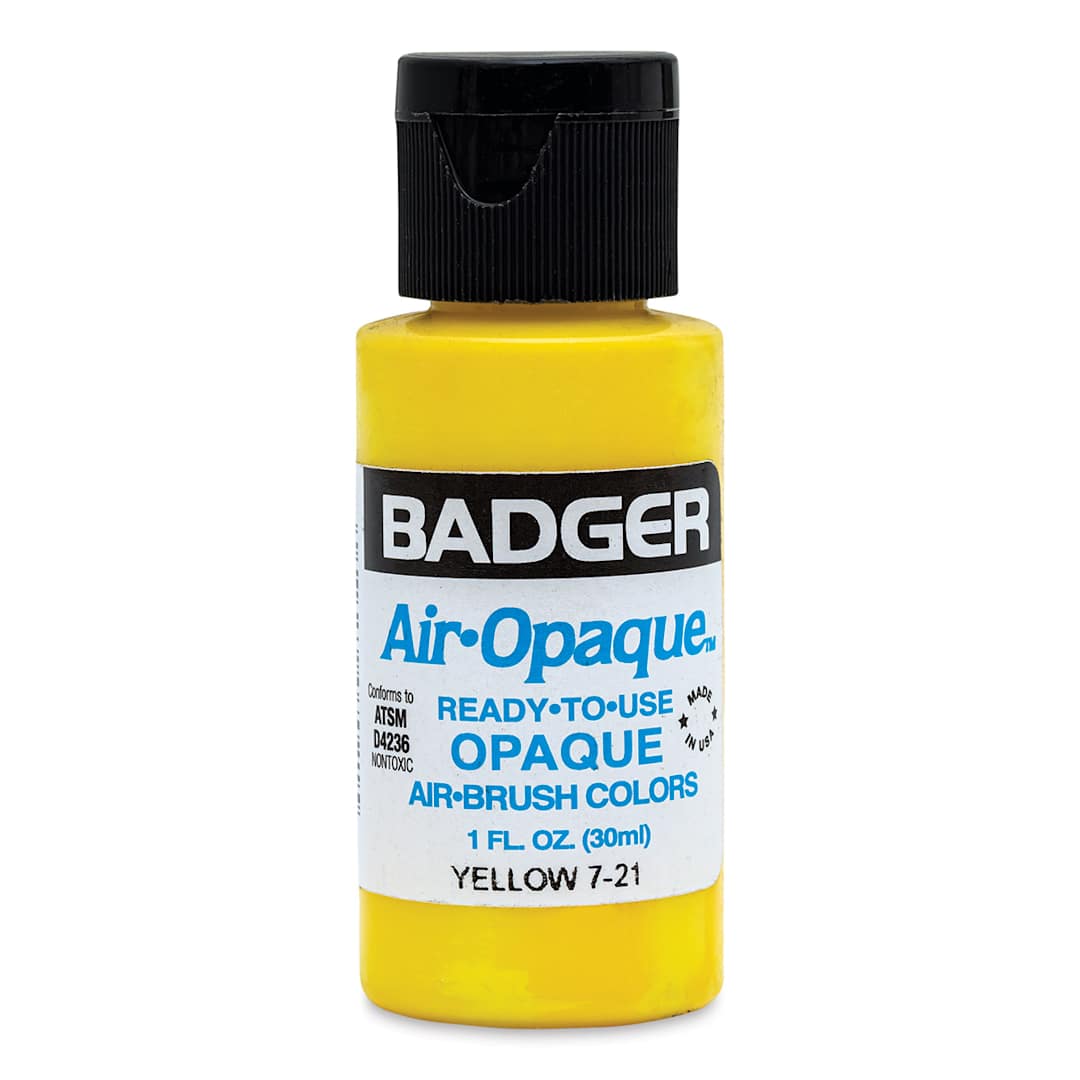 Open in modal - Badger Air-Opaque Airbrush Color - 1 oz, Yellow - front