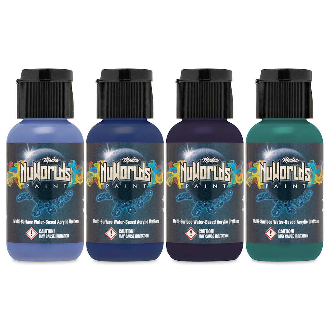 Open in modal - Iwata Medea NuWorlds Airbrush Paints - Cool Impenetrable, Set of 4