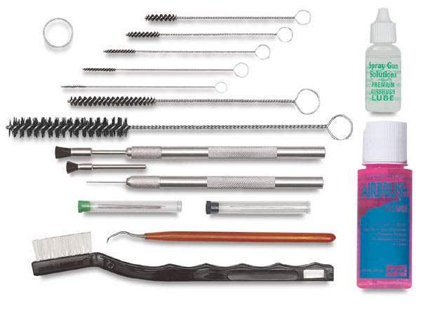 Open in modal - Airbrush Cleaning Kit - Components of Kit shown horizontally