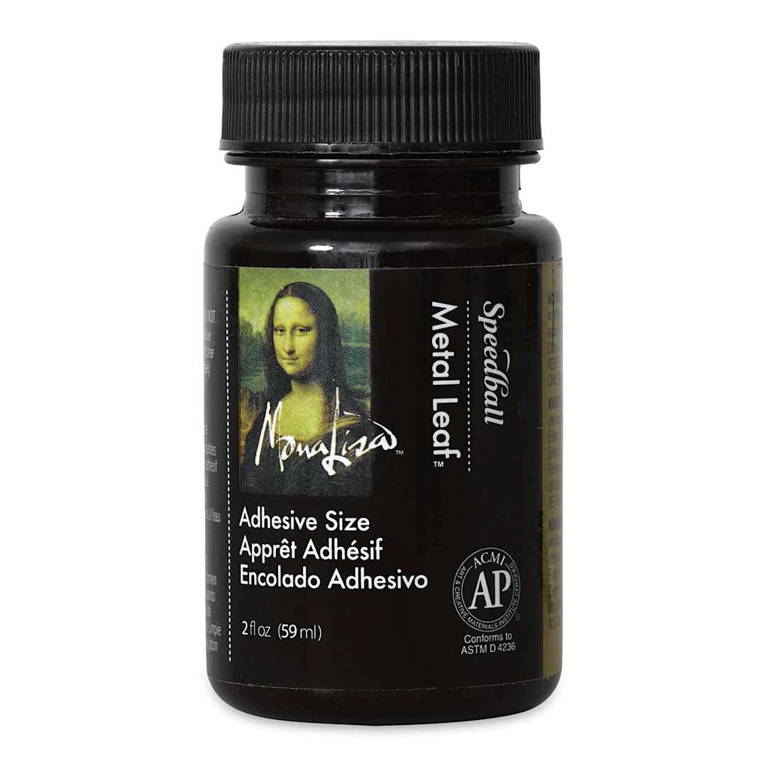 Open in modal - Mona Lisa Gold Metal Leaf Adhesive Size - Front of 2 oz Bottle