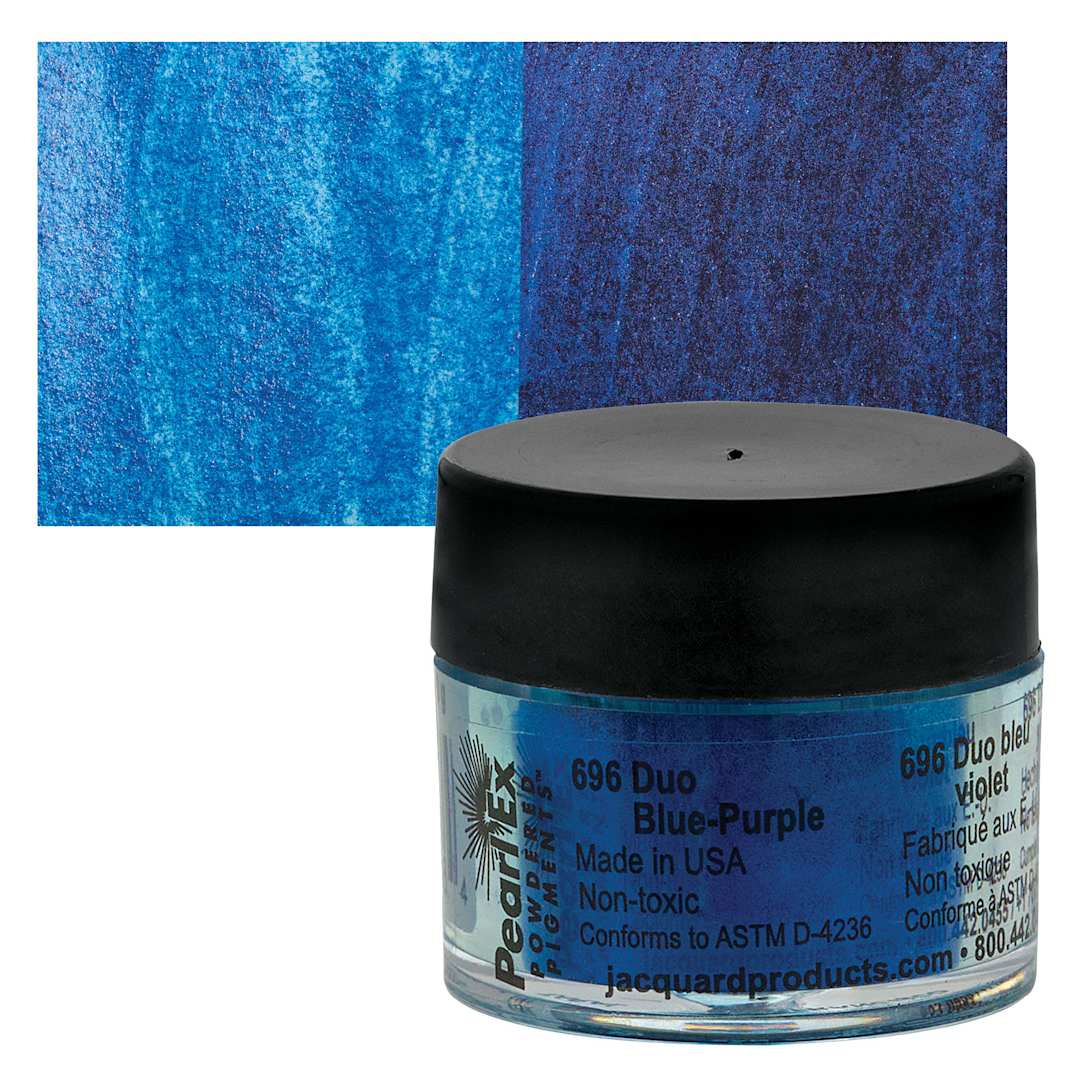 Open in modal - Jacquard Pearl-Ex Pigment - Duo Blue-Purple, 0.1 oz, Jar and swatch