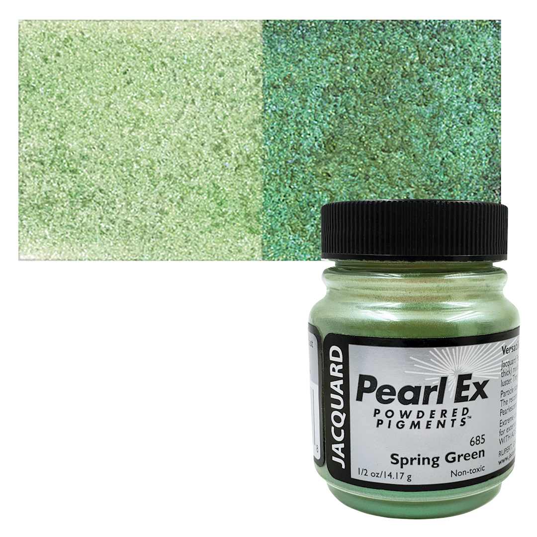 Open in modal - Jacquard Pearl-Ex Pigment - 0.50 oz, Spring Green jar and swatch