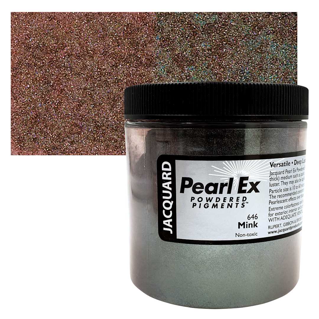 Open in modal - Jacquard Pearl-Ex Pigment - 4 oz, Mink, Jar and swatch