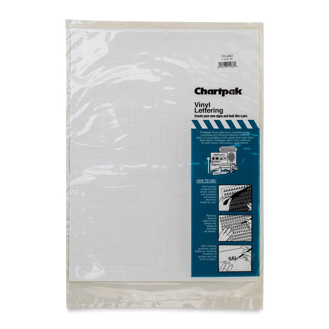 Open in modal - Chartpak Vinyl Letters - 4" Capital Letters, White - front of packaging