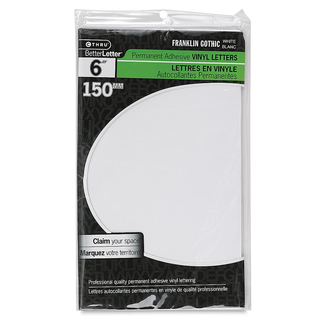 Open in modal - Westcott BetterLetter Self-Adhesive Vinyl Letters – 6” Permanent Letters, Franklin Gothic, White