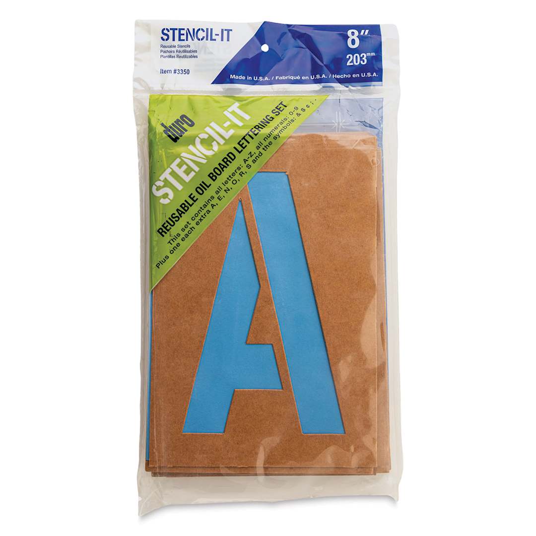 Open in modal - Oil Board Lettering Stencils - 8" Set - front of packaging