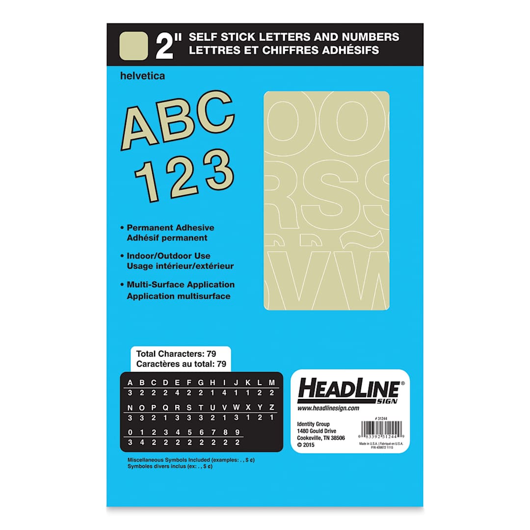 Open in modal - Headline Vinyl Letters and Numbers – 2” Letters and Numbers, Helvetica, Metallic Gold