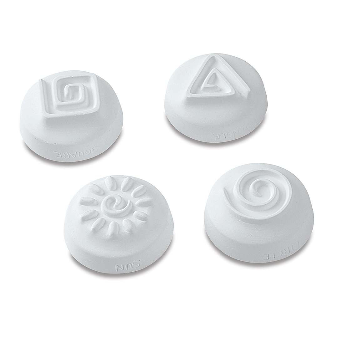 Open in modal - Mayco Press Tools - Top view of 4 pc Spiral Designs Set 