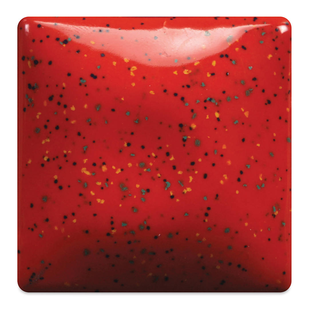 Open in modal - Mayco Speckled Stroke & Coat Glaze - Speckled TuTu Tango, fired at cone 06 oxidation
