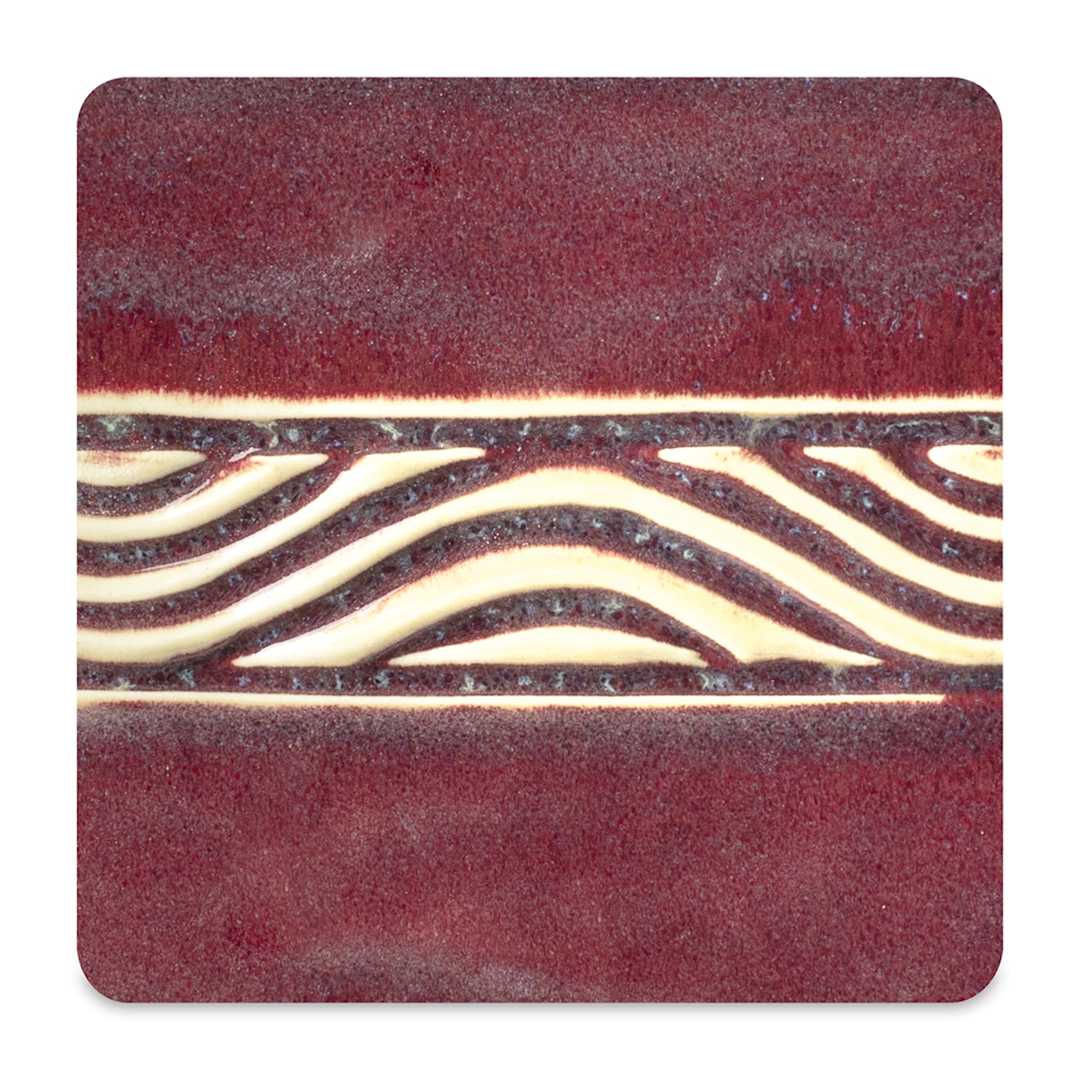 Open in modal - Amaco Potter's Choice Glaze - Gallon, Copper Red. Color sample of copper red with natural contrasts
