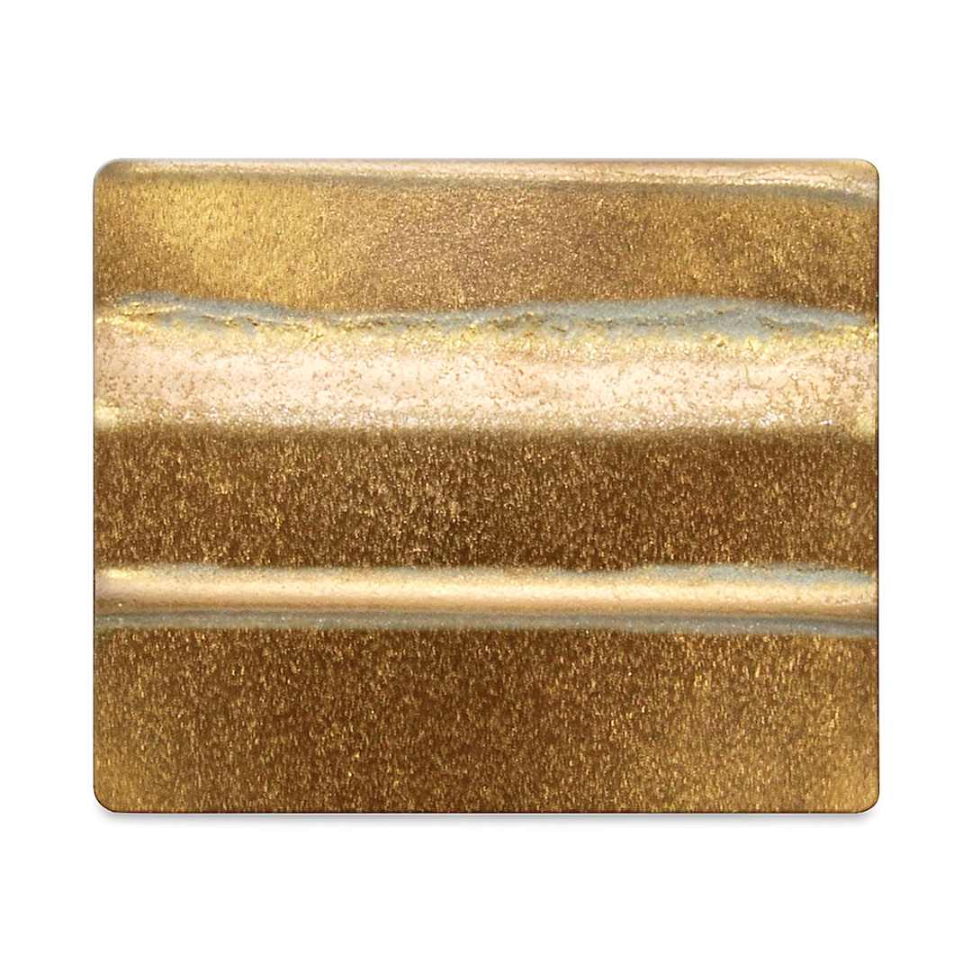 Open in modal - Spectrum Stoneware Glazes - Finished tile showing Gold Glaze color