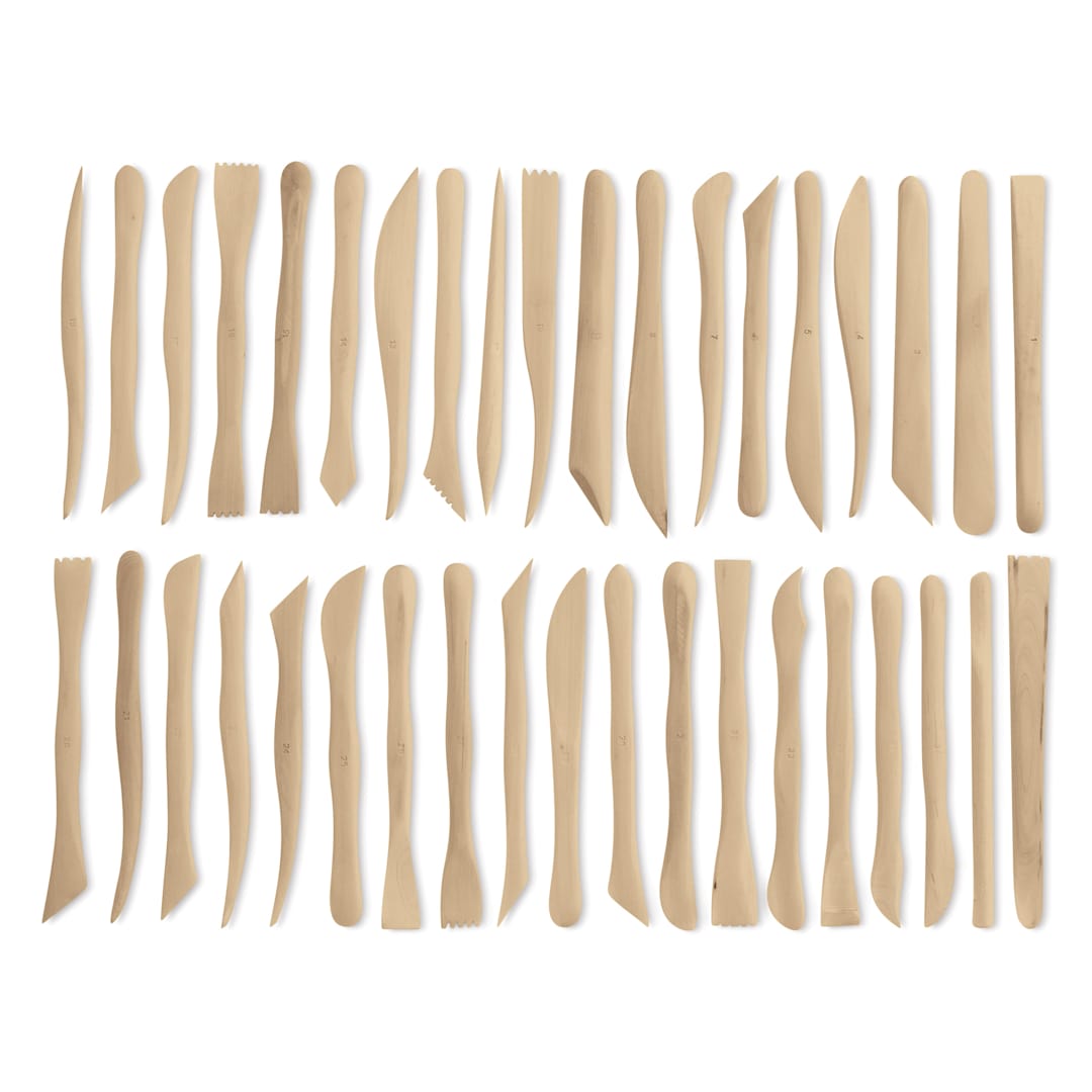 Open in modal - Potter's Select Wooden Modeling Tools - Set of 38, 6"