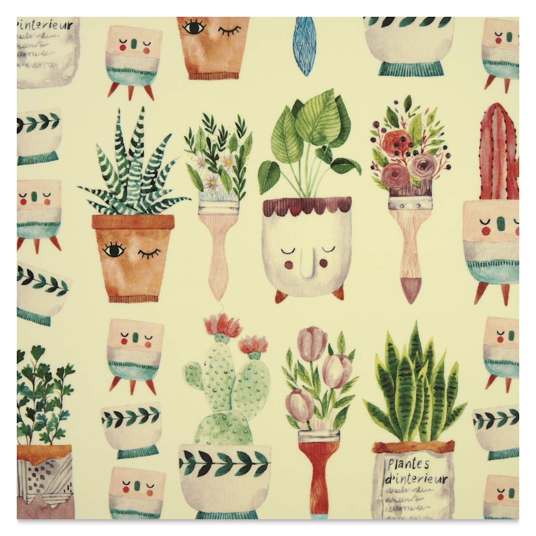 Open in modal - Elan Transfers Overglaze Decal Sheet - Potted Plants w/ Brushes - close-up