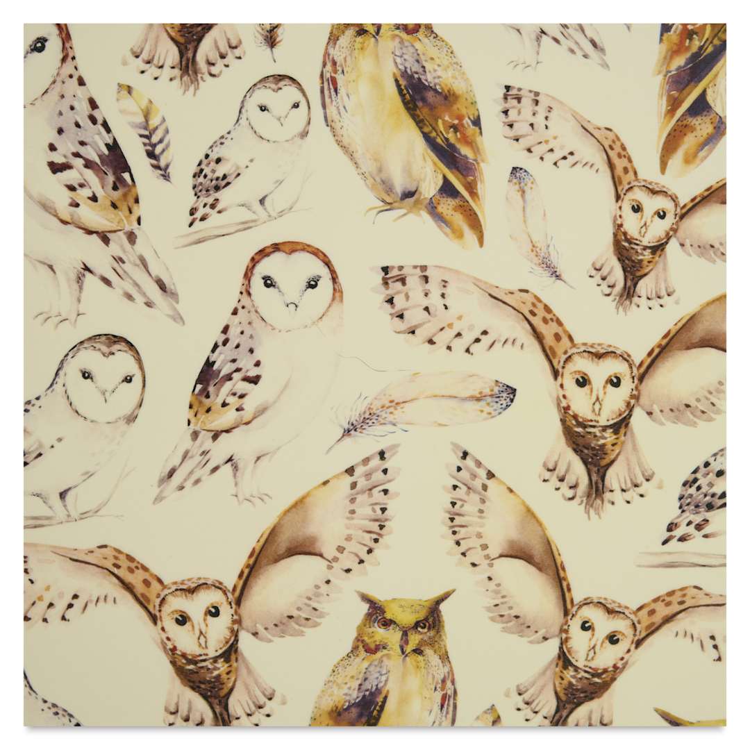 Open in modal - Elan Transfers Overglaze Decal Sheet - Owls - close-up