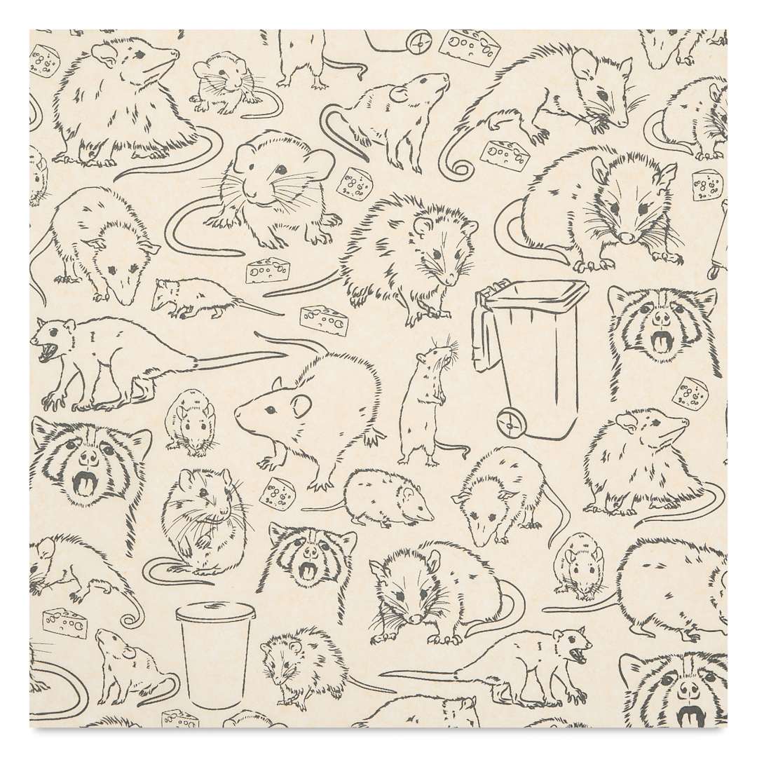 Open in modal - Elan Transfers Underglaze Transfer Sheet - Garbage Critters, Black close up