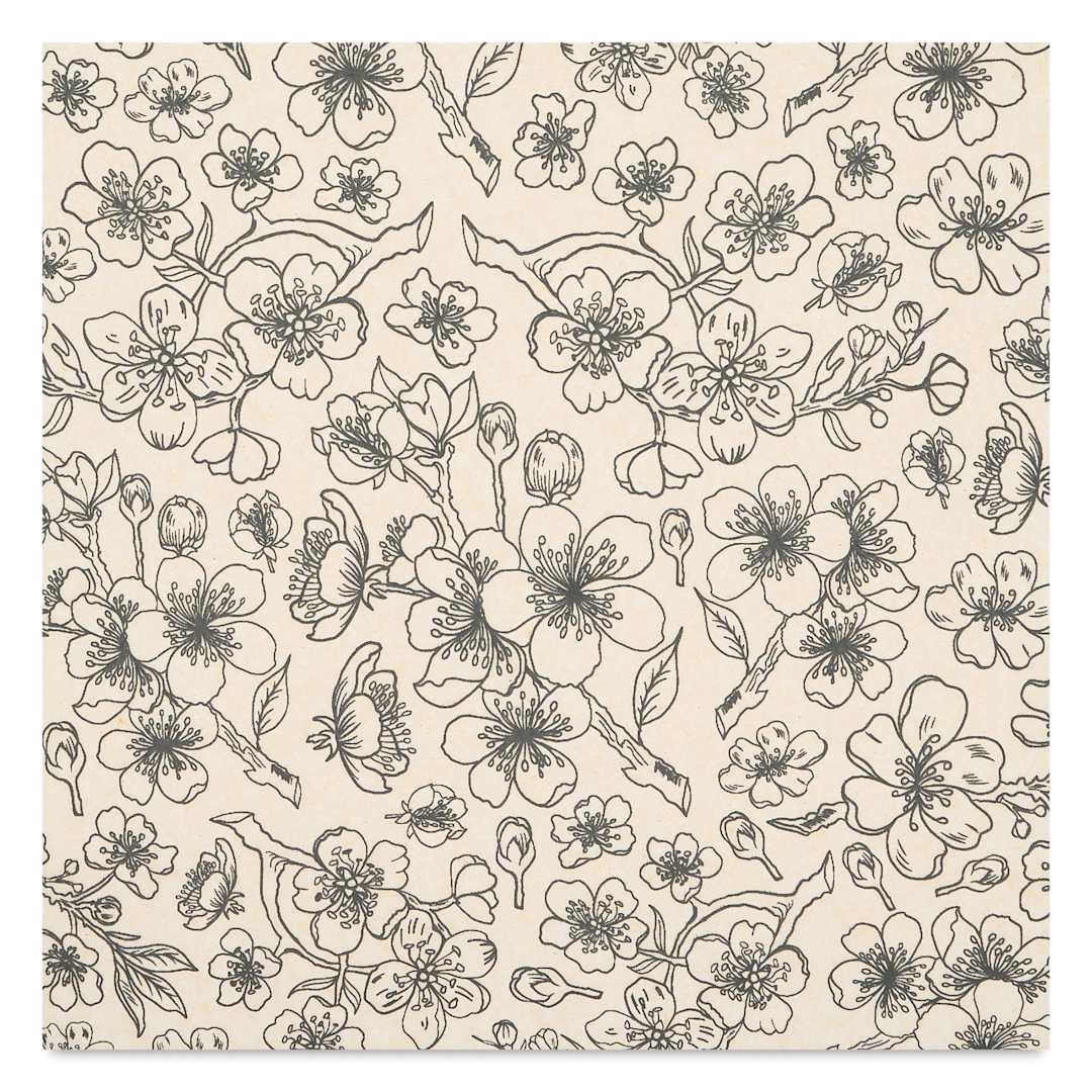 Open in modal - Elan Transfers Underglaze Transfer Sheet - Cherry Branches, Black close up