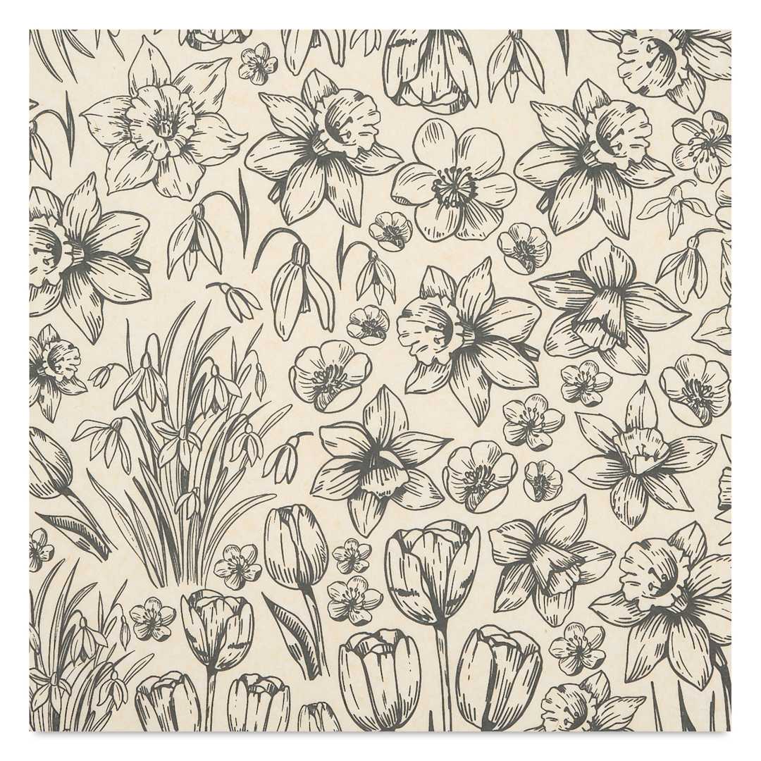 Open in modal - Elan Transfers Underglaze Transfer Sheet - Spring Has Sprung, Black close up