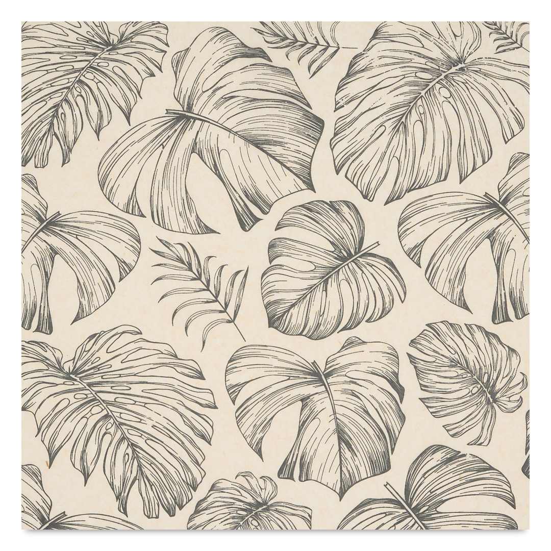 Open in modal - Elan Transfers Underglaze Transfer Sheet - Rainforest Leaves, Black close up