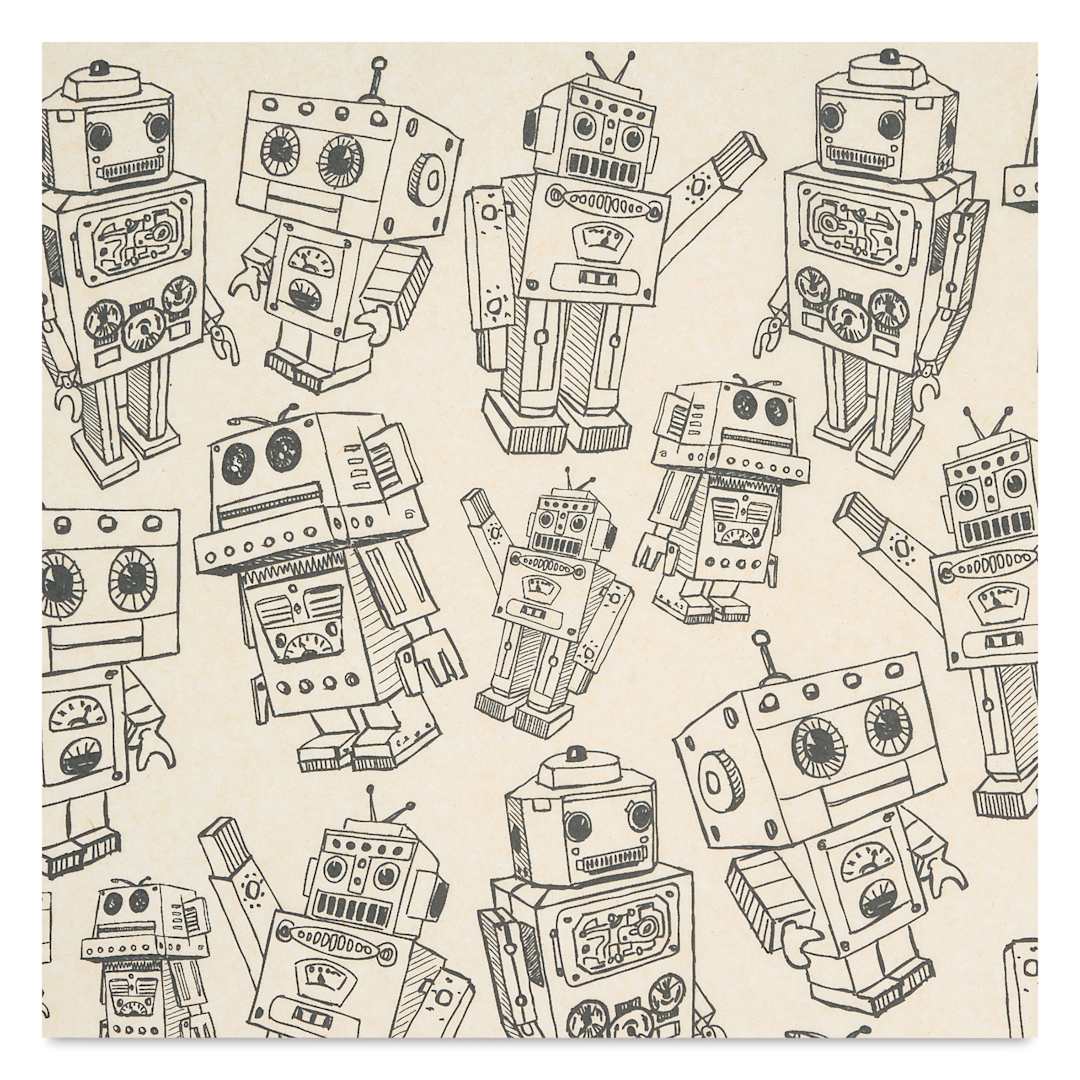 Open in modal - Elan Transfers Underglaze Transfer Sheet - Robots, Black close up