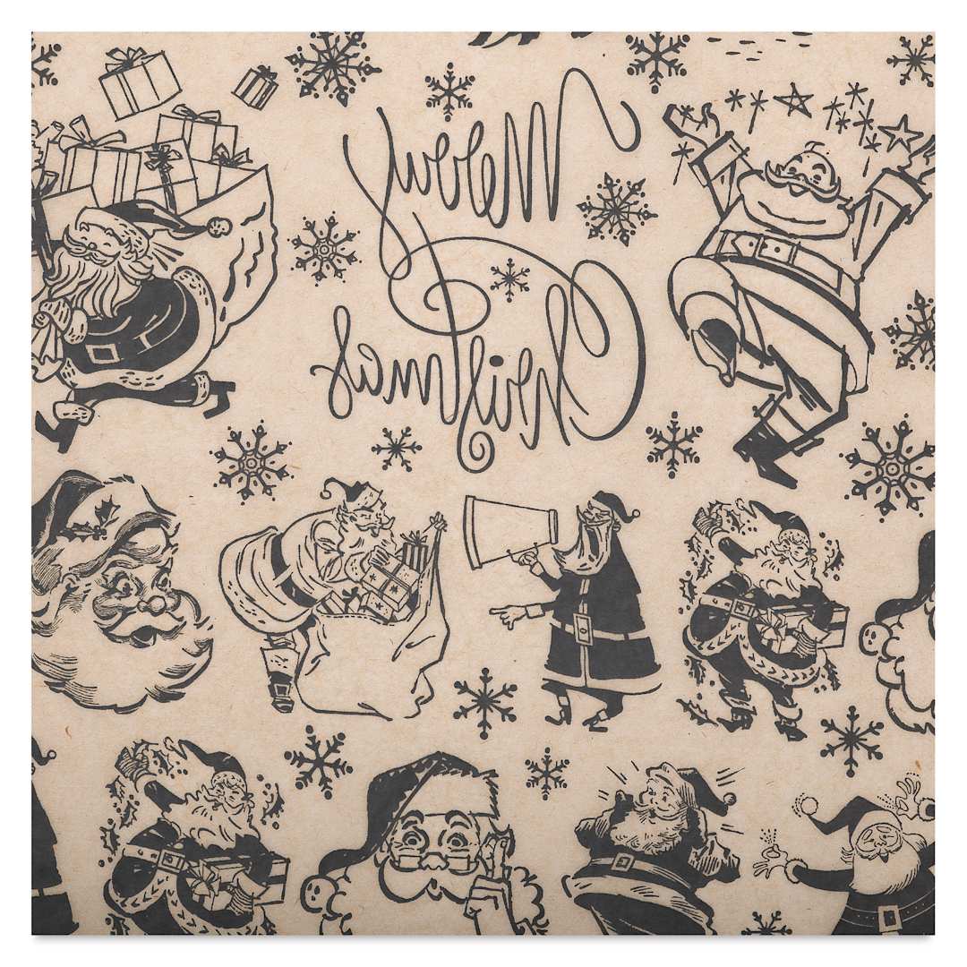 Open in modal - Elan Transfers Underglaze Transfer Sheet - Vintage Santa, Black close up