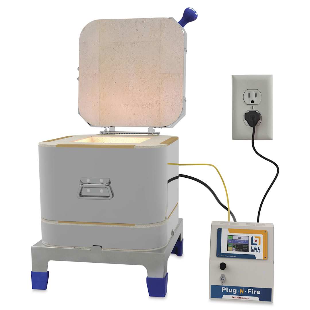 Open in modal - L&L Plug-n-Fire Craft & Test Kiln - KDPF-8-X10, Cone 10, 120V, 12.5A, 9" H x 8" W x 8" L