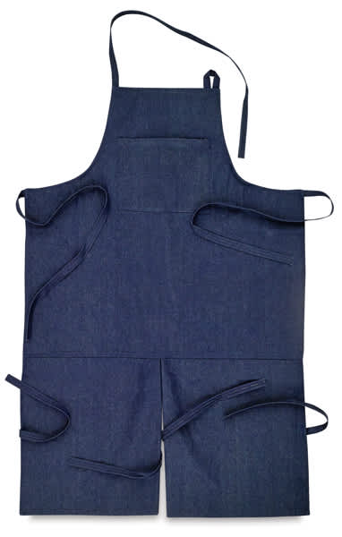 Open in modal - Blick Wheel Thrower's Apron - Top view showing leg splits and ties
