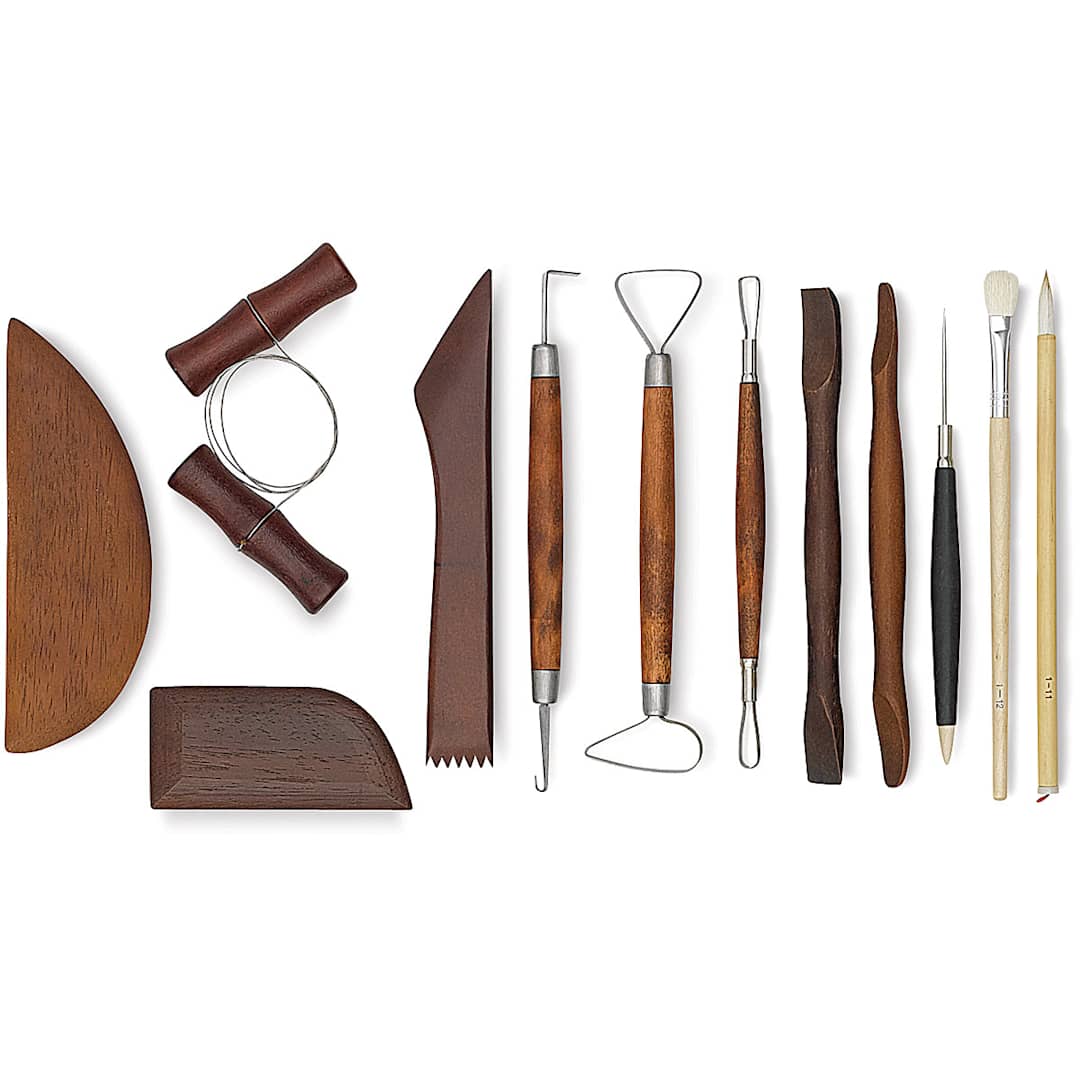 Open in modal - 12-Piece Basic Pottery Tool Set - components of set shown