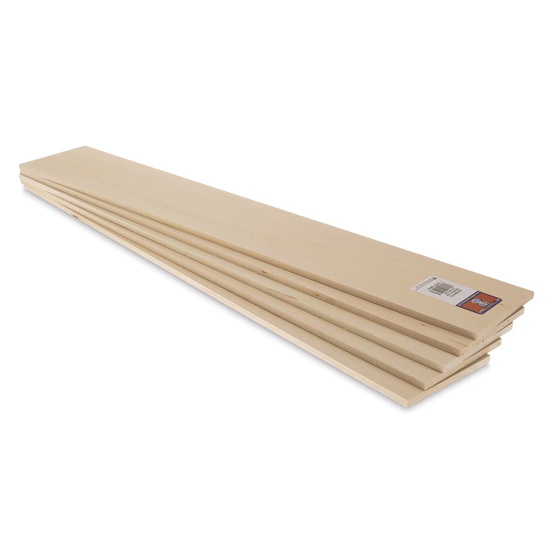 Open in modal - Midwest Products Basswood Sheets - 5 Pieces, 1/4" x 4" x 24" (end view)