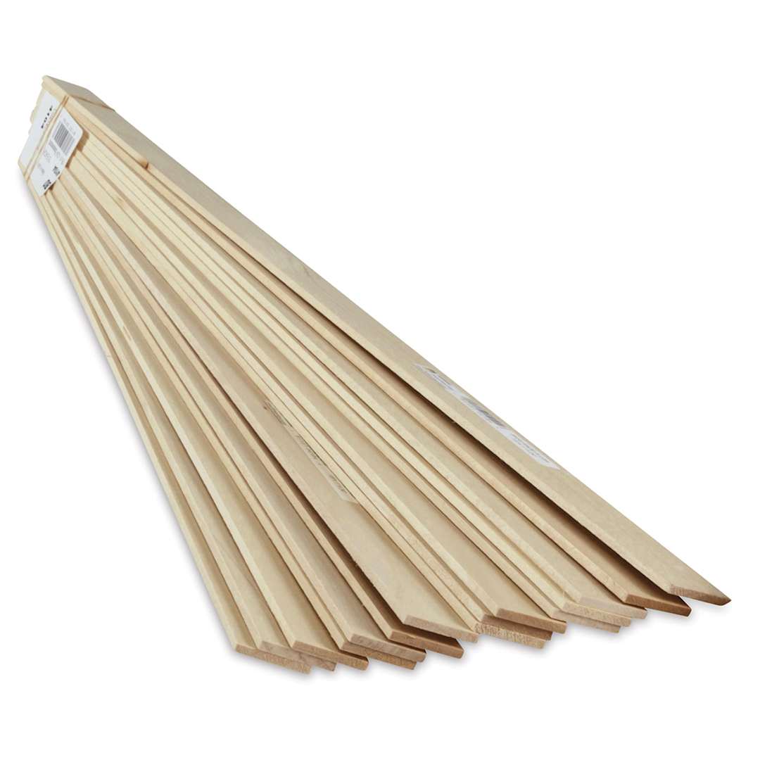Open in modal - Midwest Products Genuine Basswood Sheets - Fifteen 1" x 24" strips at angle
