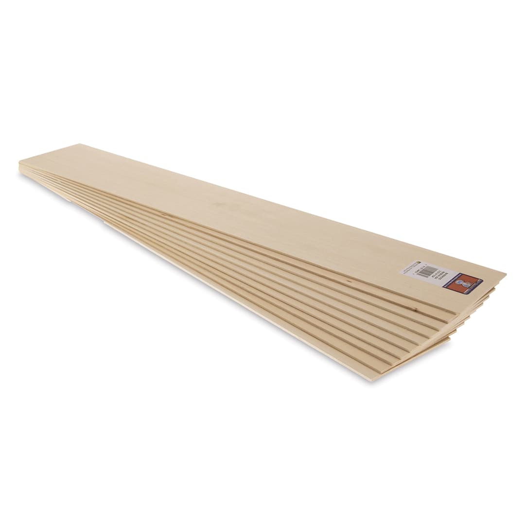 Open in modal - Midwest Products Basswood Sheets - 10 Pieces, 3/32" x 4" x 24" (end view)