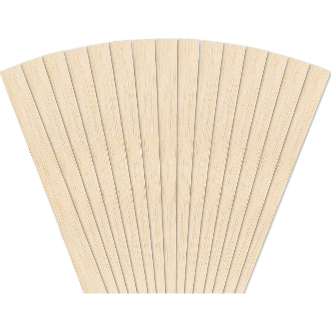 Open in modal - Midwest Products Balsa Wood Strips - 15 Pieces, 1/8" x 1/2" x 36" (out of packaging, fanned)