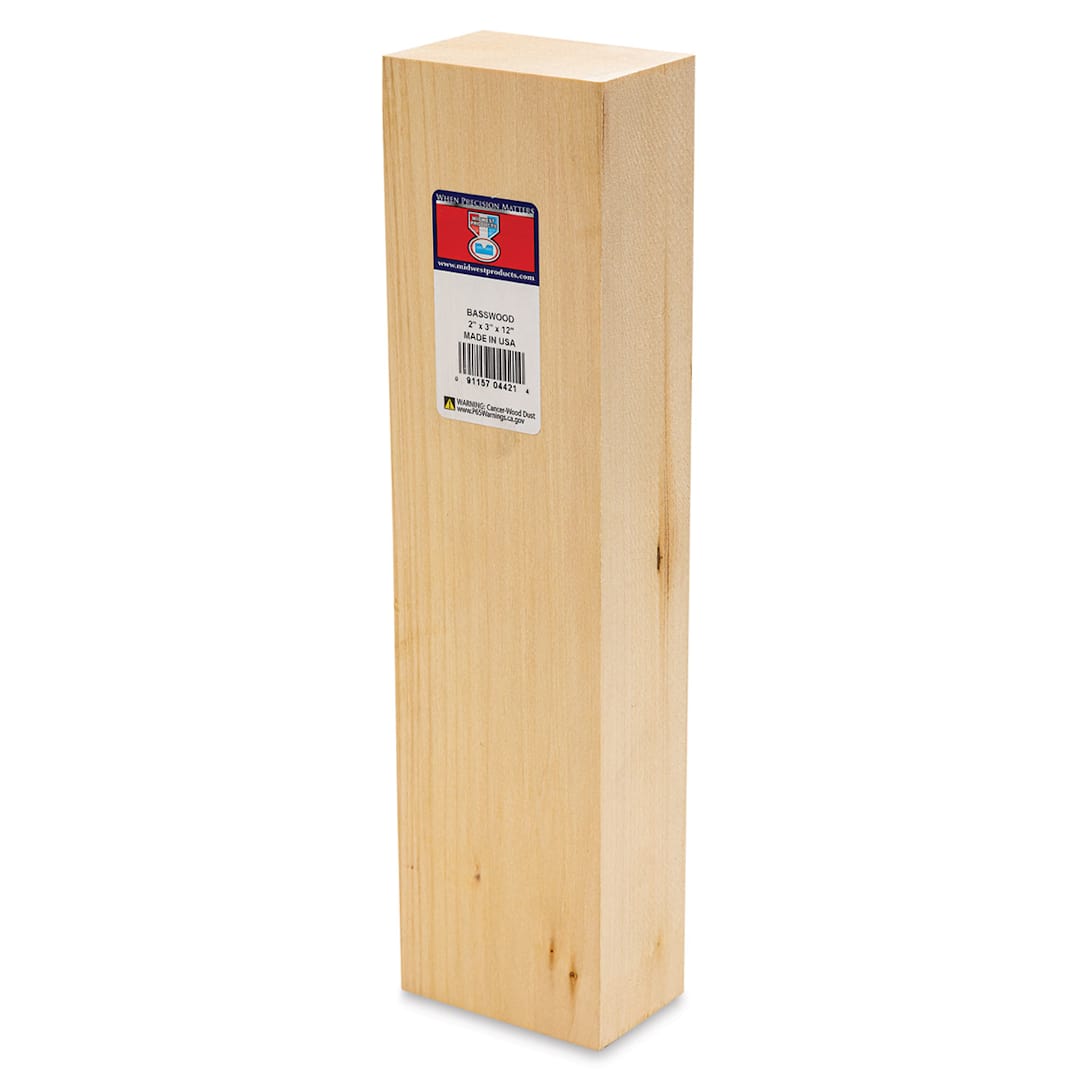 Open in modal - Midwest Products Basswood Carving Block - 2" x 3" x 12"