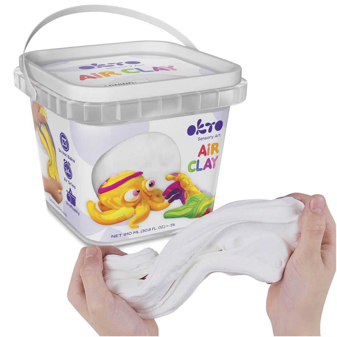 Open in modal - OKTO Sensory Art Air Clay Bucket - White