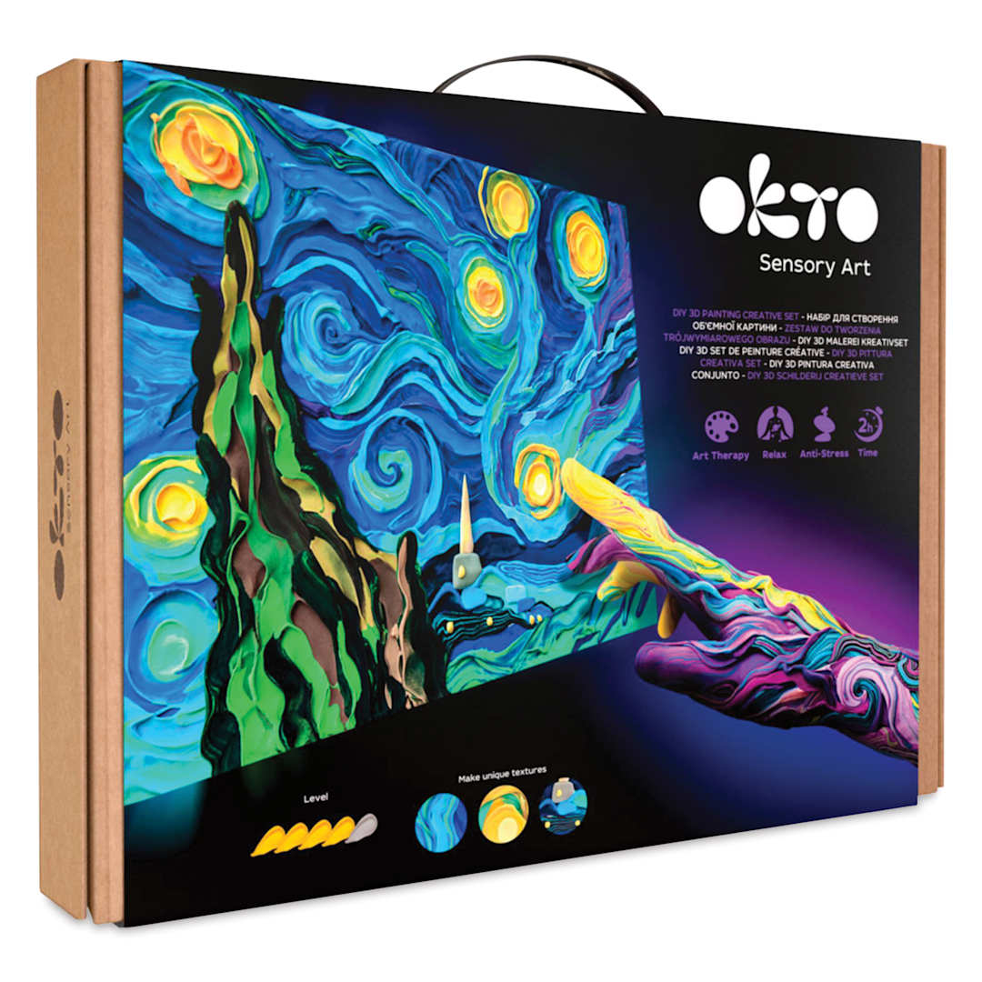 Open in modal - Okto Sensory Art DIY 3D Clay Painting Kit - Starry Night - front of packaging