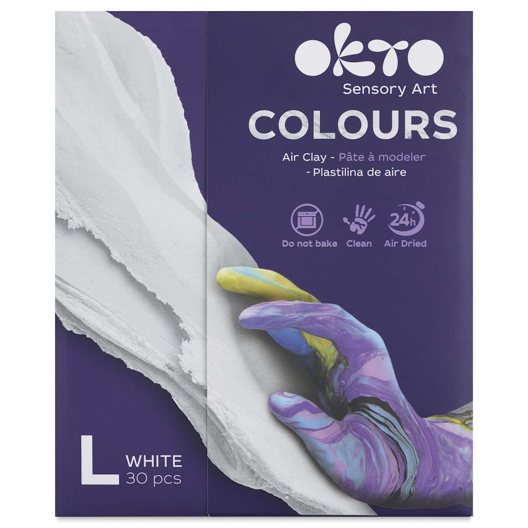 Open in modal - Okto Sensory Art Colours Air Clay - White, Pkg of 30 - front of packaging
