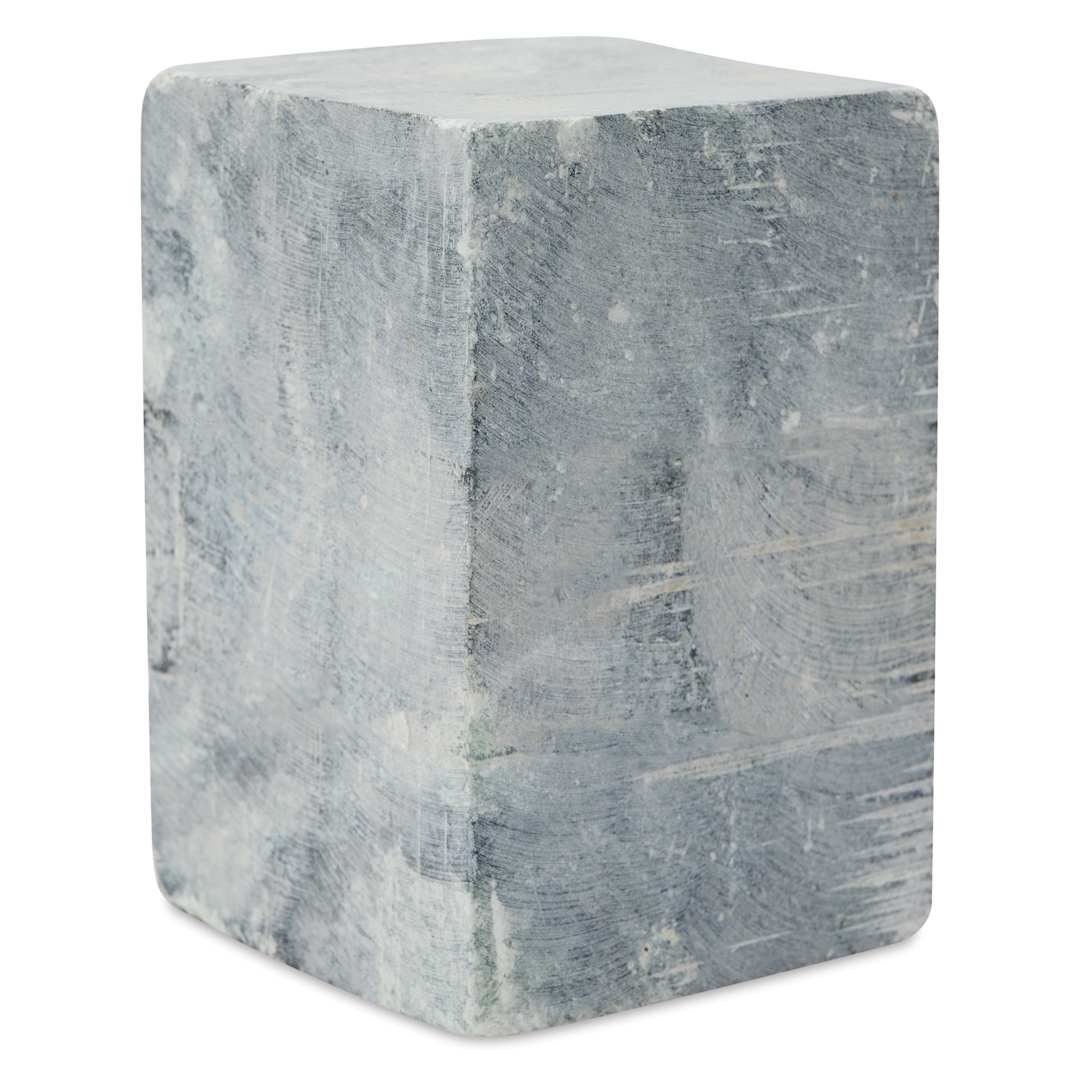 Open in modal - Gian Carlo Stoneworks Green Indian Soapstone Block - 4 lb, 4-1/2" x 3" x 3", unpolished, vertical