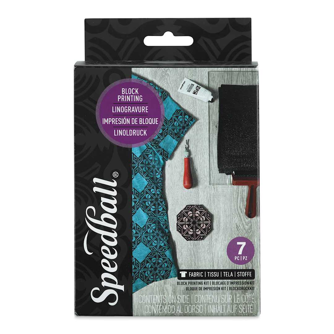 Open in modal - Speedball Fabric Block Printing Starter Kit (Front of package)