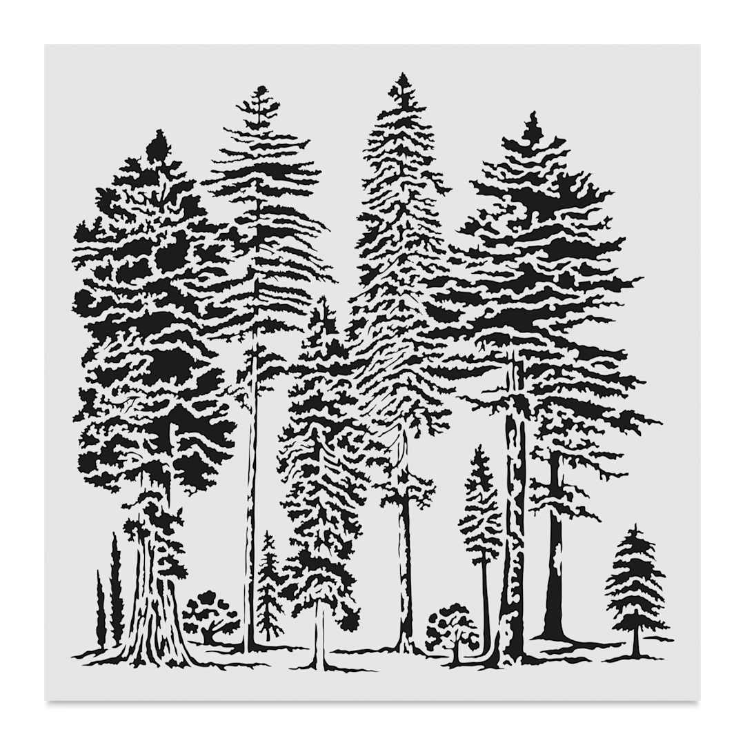 Open in modal - The Crafter's Workshop Stencil - Majestic Forest, 6" x 6"